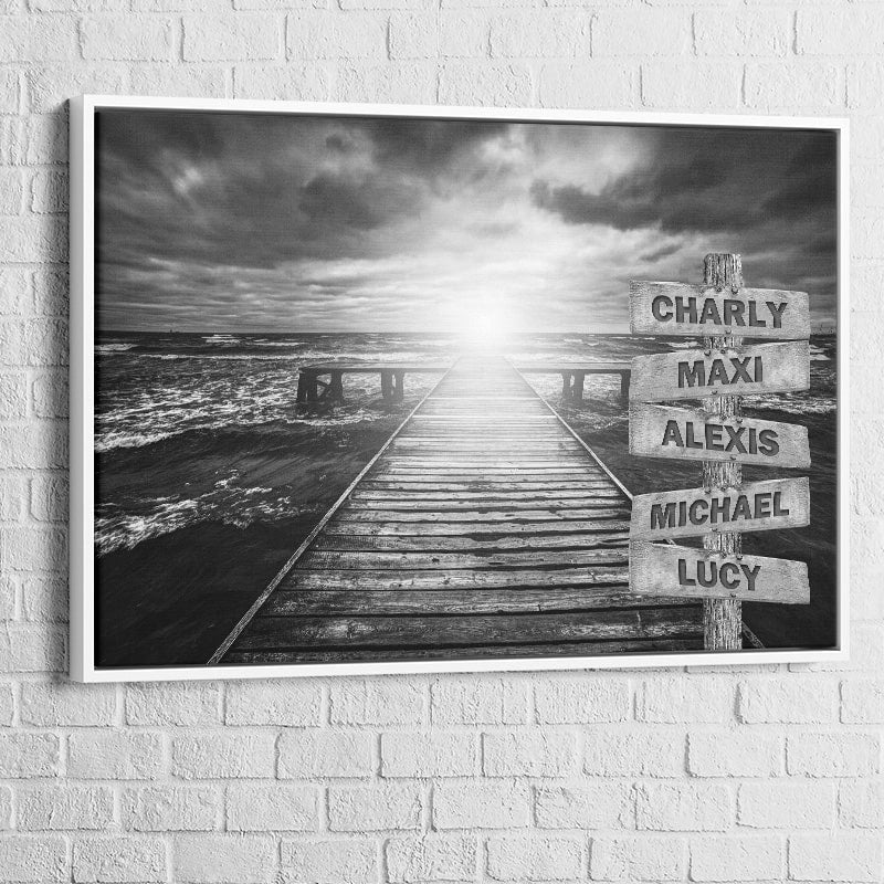 Affiche murale personnalisée en noir et blanc style bord de mer