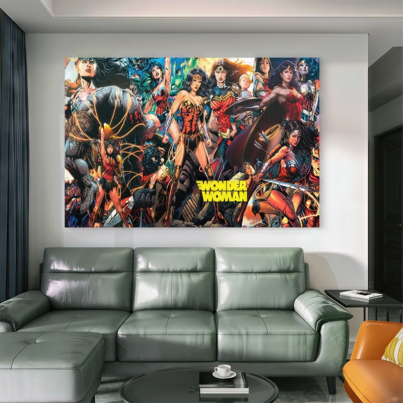 Illustration épique de Wonder Woman pour déco salon ou chambre geek