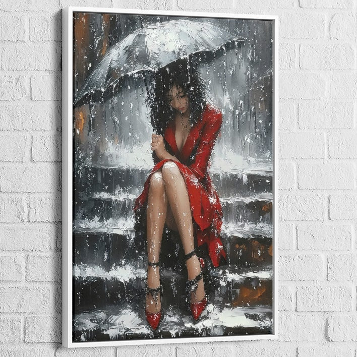 Tableau design pluie ambiance cinématographique et romantique