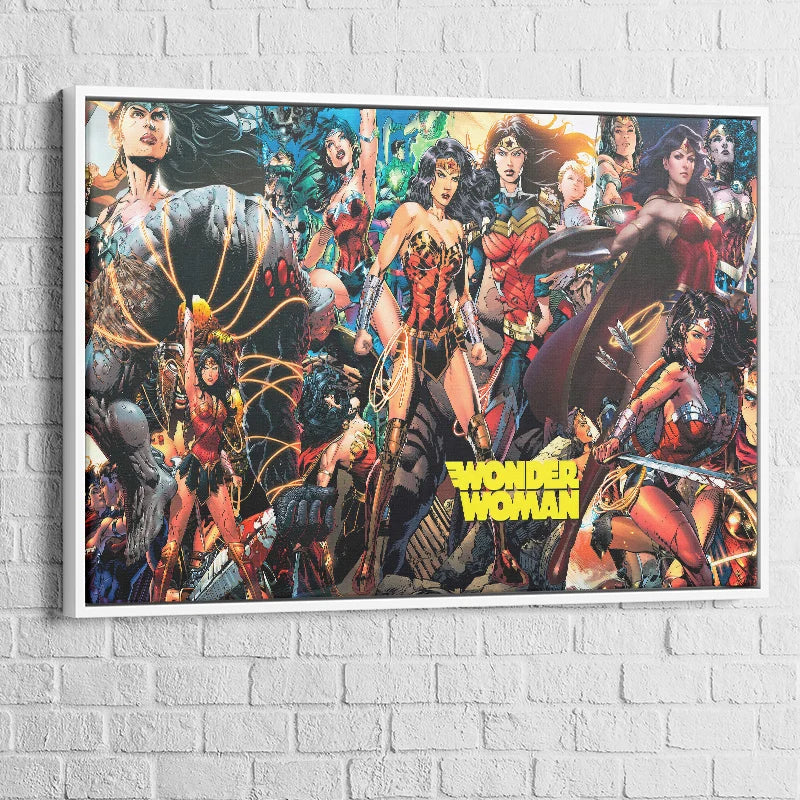 Tableau pop art Wonder Woman en tenue de guerrière amazone