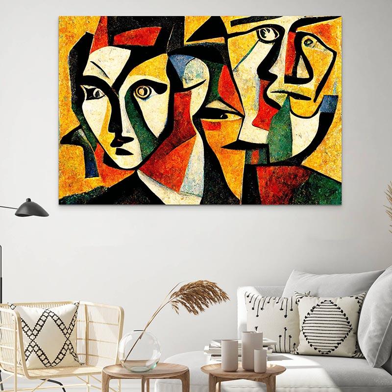 Tableau Abstrait Les Visages - Montableaudeco