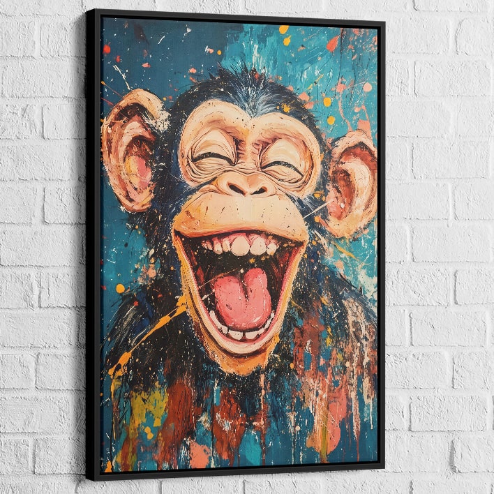 Singe rigolo en art mural pour salon ou chambre

