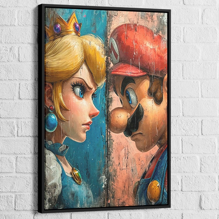 Œuvre d’art murale Mario Peach regard tendu

