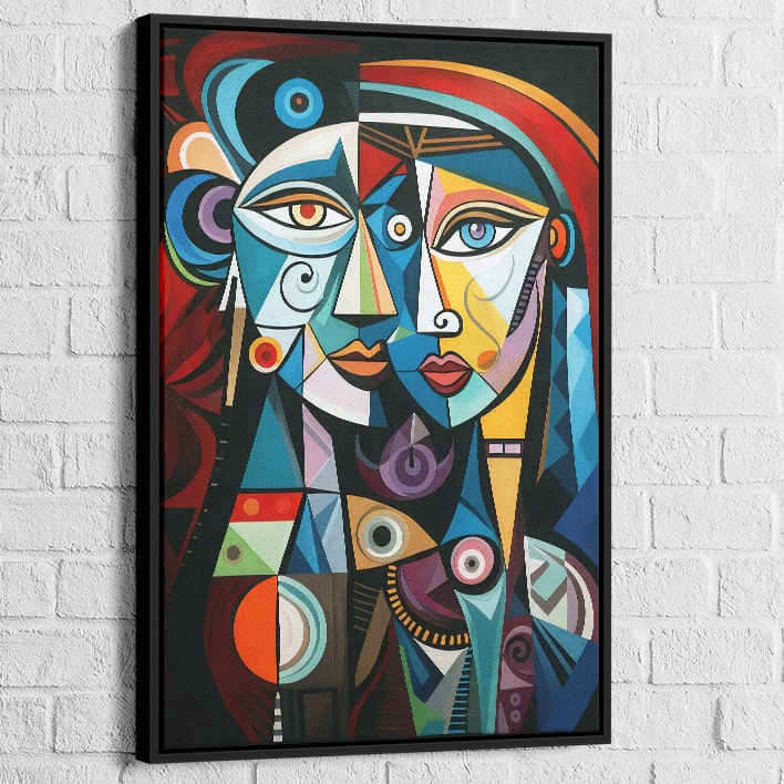 Œuvre murale moderne style Picasso multicolore

