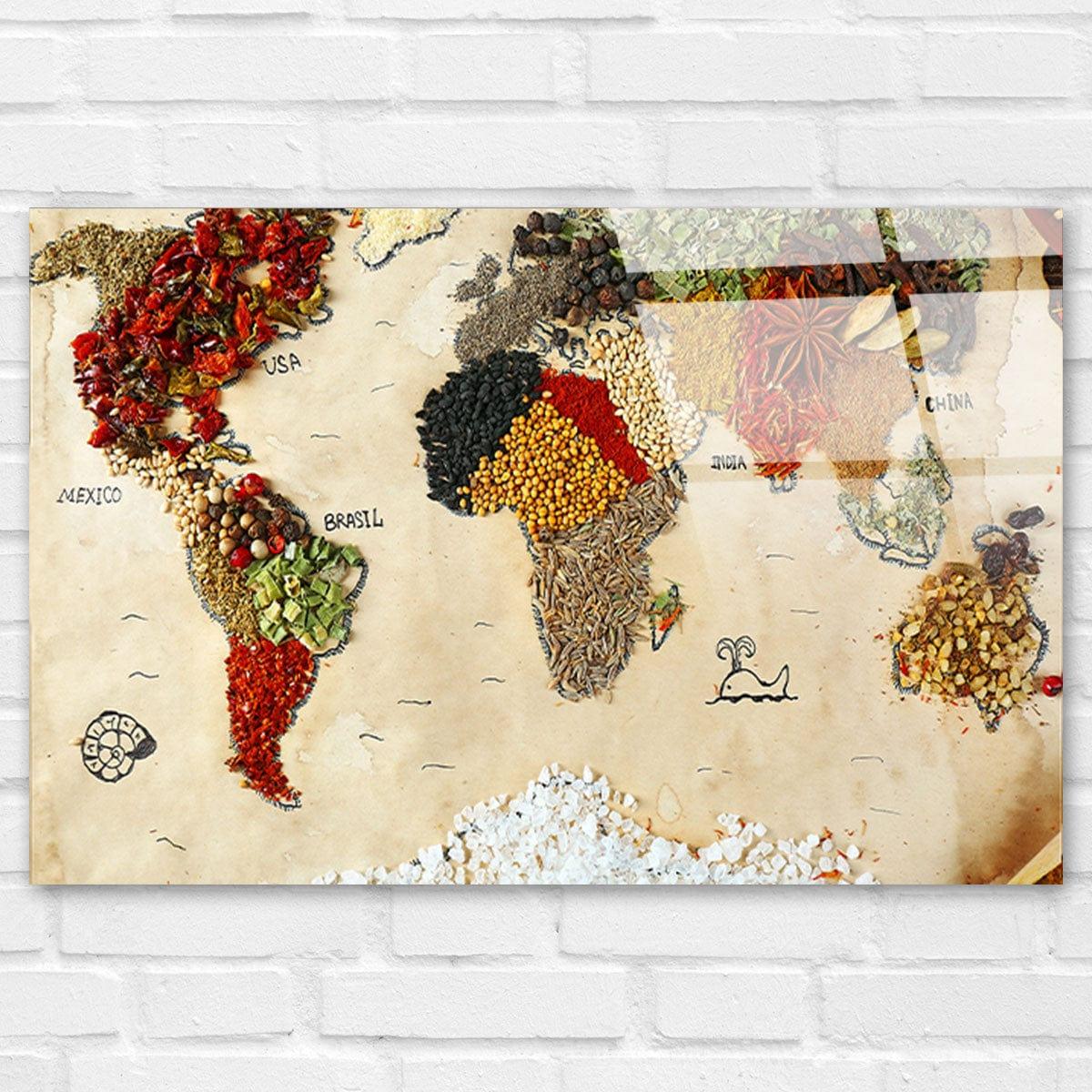 Tableau Cuisine Carte du Monde Épicée - Montableaudeco