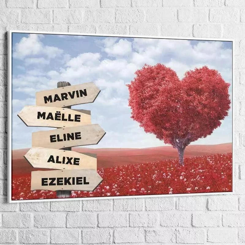 Tableau Personnalisé Prénoms Arbre Cœur - Montableaudeco