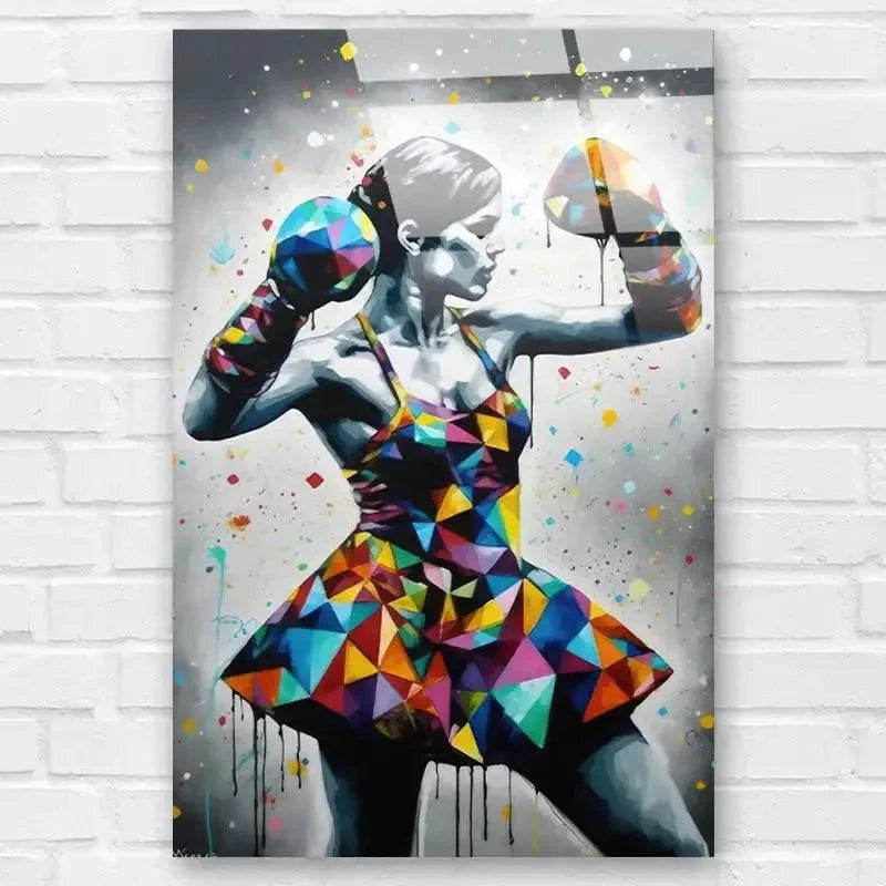 Portrait artistique d’une danseuse prête au combat, style urbain et pop

